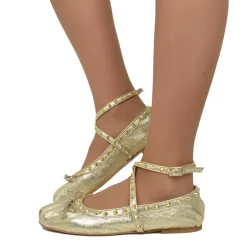 Ballerine DIVINE FOLLIE color Platino in Pelle Laminata Dorata con Bor