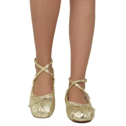 Ballerine DIVINE FOLLIE color Platino in Pelle Laminata Dorata con Bor