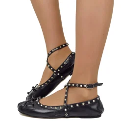 Ballerine DIVINE FOLLIE Donna Nere Punta Squadrata con Borchie Made in