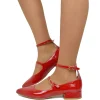 Ballerine Donna a Punta color Rosso Lucido Mary Jane Made in Italy