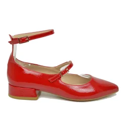 Ballerine Donna a Punta color Rosso Lucido Mary Jane Made in Italy