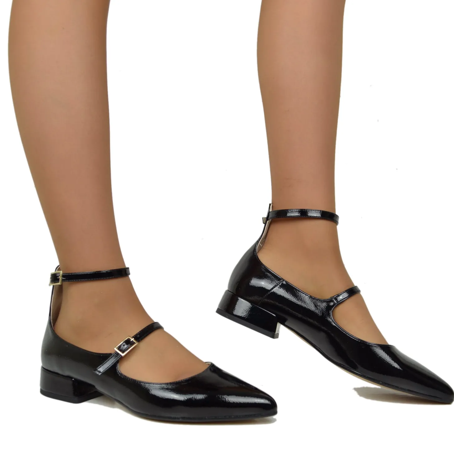 Ballerine Donna a Punta Nere Mary Jane Made in Italy