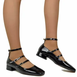 Ballerine Donna Nere Punta Squadrata Mary Jane Made in Italy