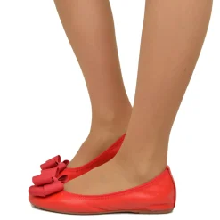 Ballerine Donna Rosse con Fiocco Elasticizzate con Zeppetta interna