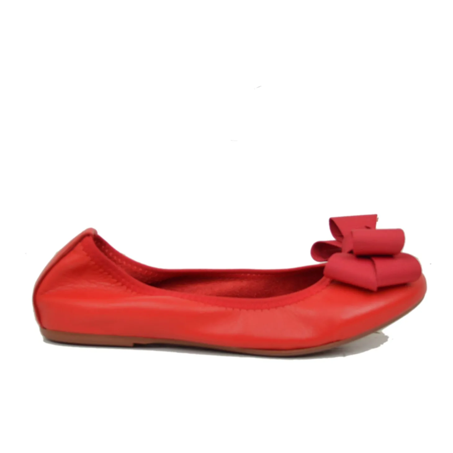Ballerine Donna Rosse con Fiocco Elasticizzate con Zeppetta interna