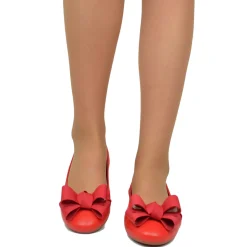 Ballerine Donna Rosse con Fiocco Elasticizzate con Zeppetta interna