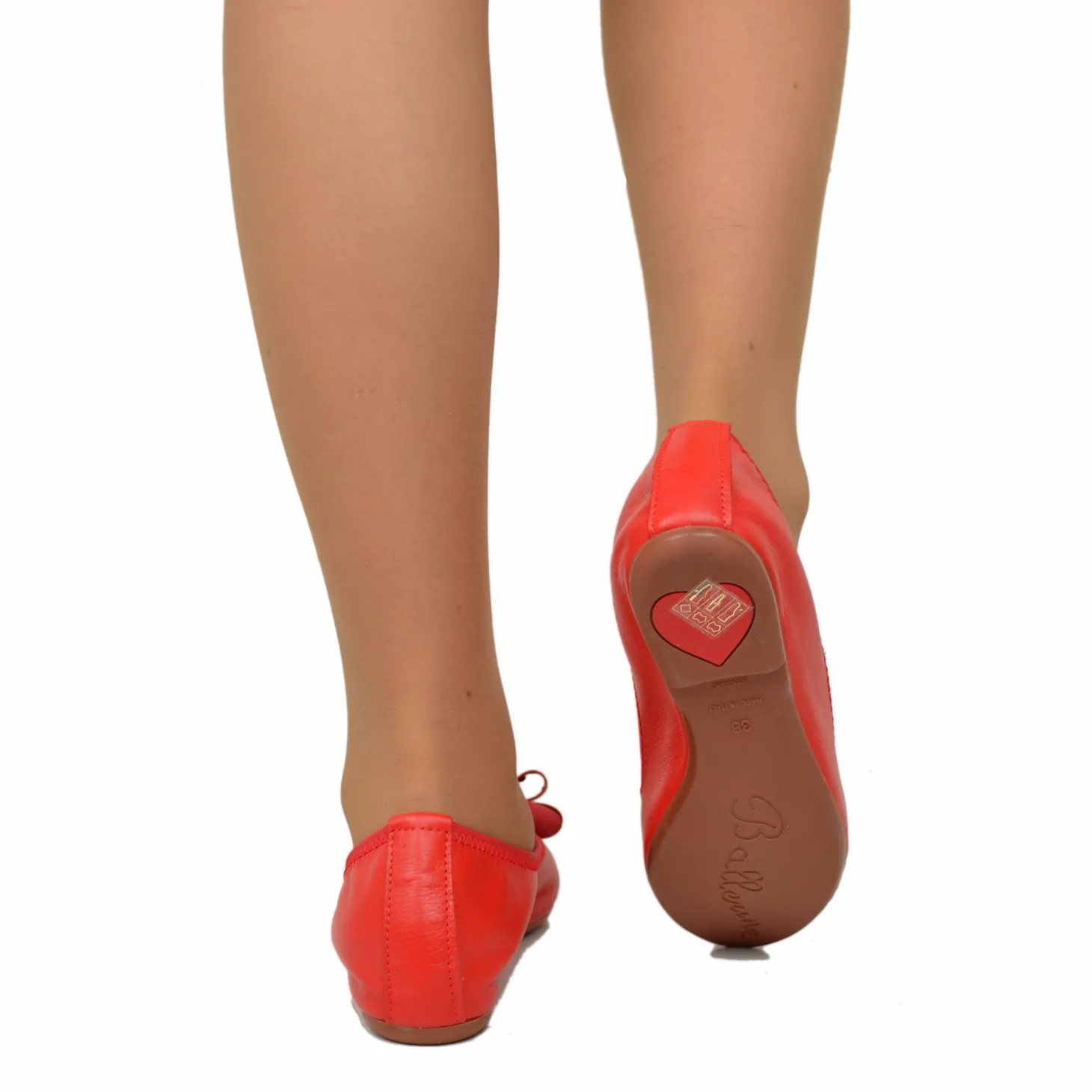 Ballerine Donna Rosse con Fiocco Elasticizzate con Zeppetta interna