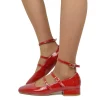 Ballerine Donna Rosse Punta Squadrata Mary Jane Made in Italy