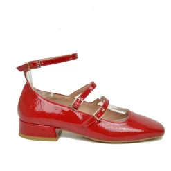 Ballerine Donna Rosse Punta Squadrata Mary Jane Made in Italy
