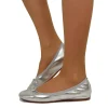 Ballerine in Nappa Argento Elasticizzate con Zeppetta interna