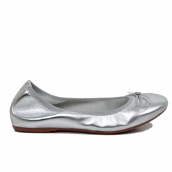 Ballerine in Nappa Argento Elasticizzate con Zeppetta interna
