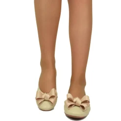Ballerine in Nappa Beige Elasticizzate con Zeppetta interna