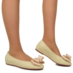 Ballerine in Nappa Beige Elasticizzate con Zeppetta interna
