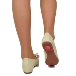 Ballerine in Nappa Beige Elasticizzate con Zeppetta interna
