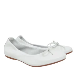 Ballerine in Nappa Bianche Elasticizzate con Zeppetta interna