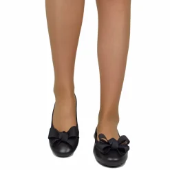 Ballerine in Nappa Nere Elasticizzate con Zeppetta interna