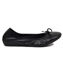 Ballerine in Nappa Nere Elasticizzate con Zeppetta interna