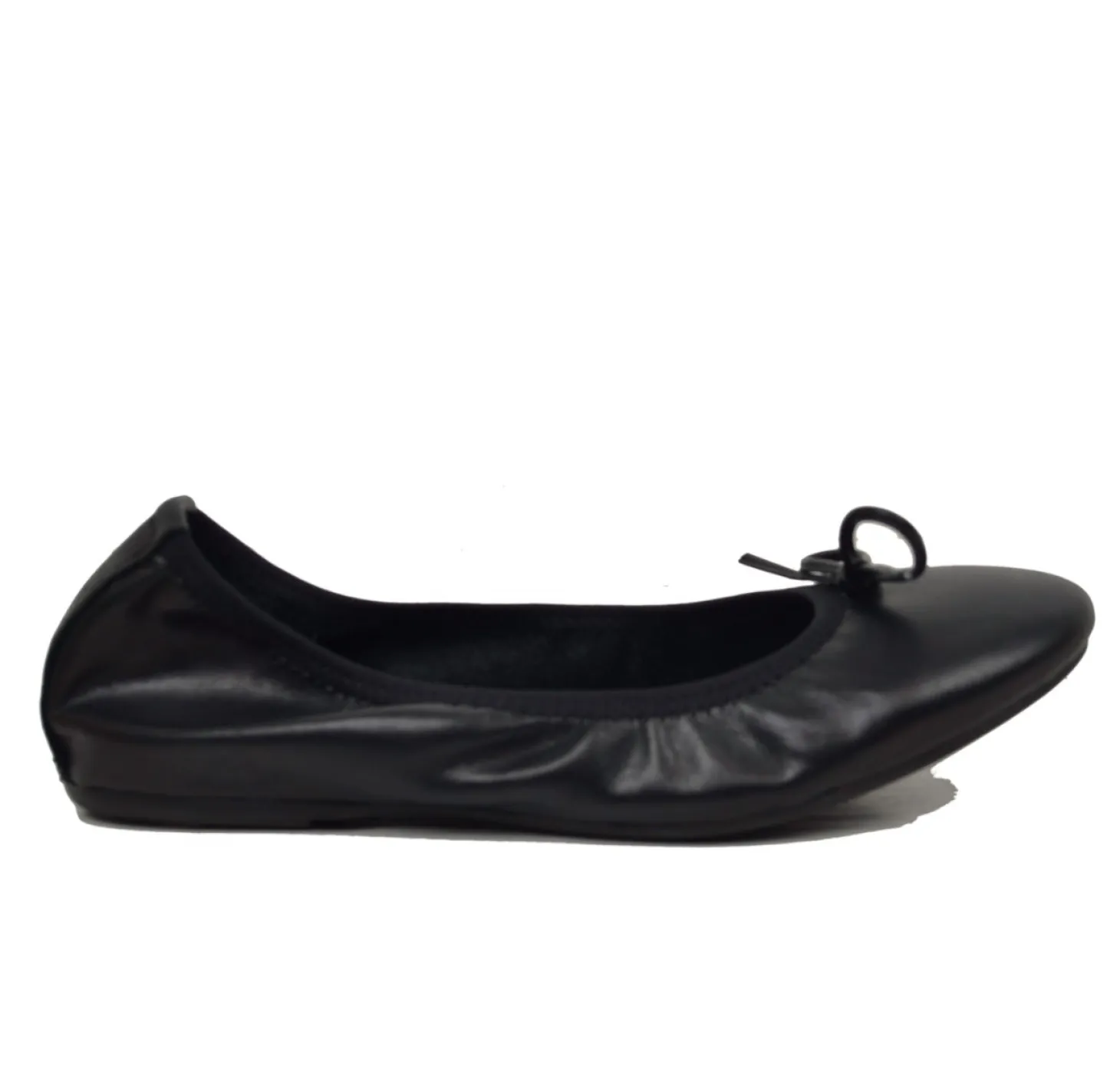 Ballerine in Nappa Nere Elasticizzate con Zeppetta interna