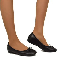 Ballerine in Nappa Nere Elasticizzate con Zeppetta interna