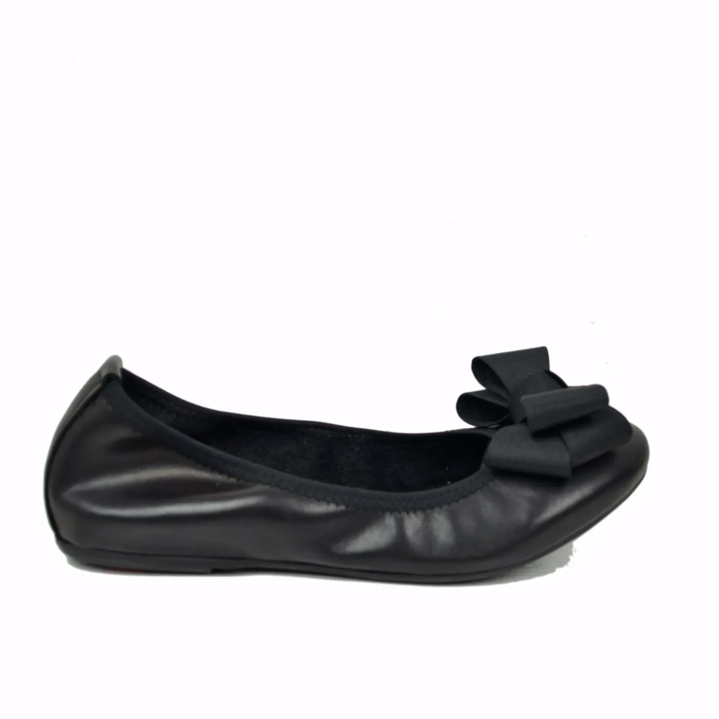 Ballerine in Nappa Nere Elasticizzate con Zeppetta interna