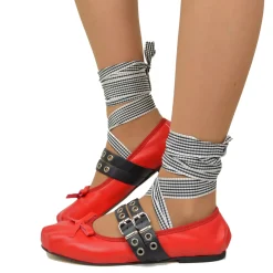 Ballerine Schiava DIVINE FOLLIE color Rosso in Pelle Nappa Punta Quadrata