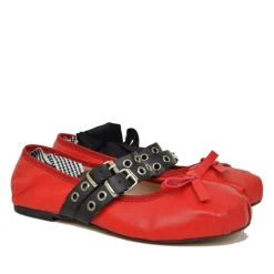 Ballerine Schiava DIVINE FOLLIE color Rosso in Pelle Nappa Punta Quadrata