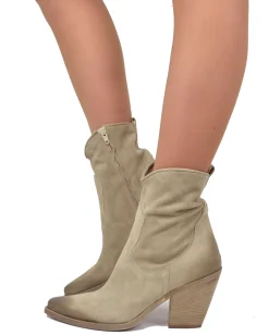 Beige Suede Summer Ankle Boots – 9 cm Heel, Lightweight & Comfortable
