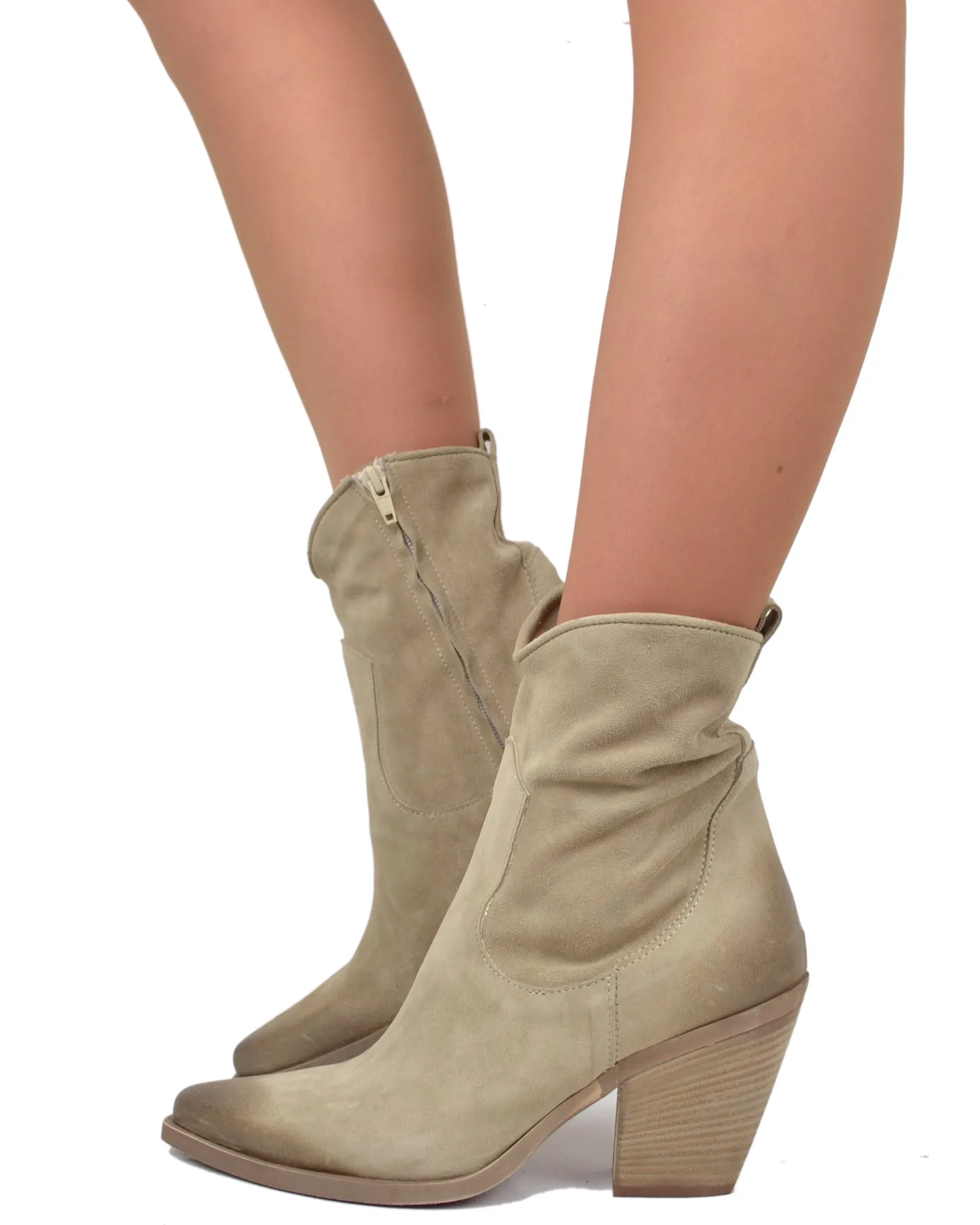 Beige Suede Summer Ankle Boots – 9 cm Heel, Lightweight & Comfortable