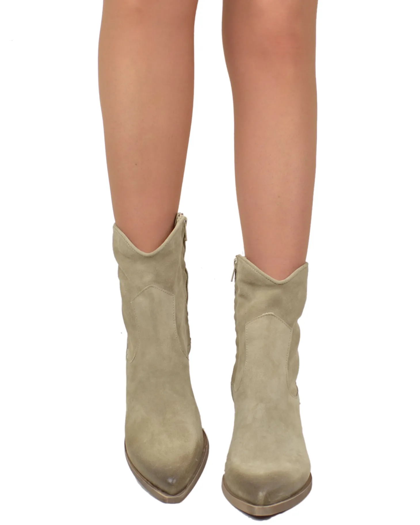Beige Suede Summer Ankle Boots – 9 cm Heel, Lightweight & Comfortable