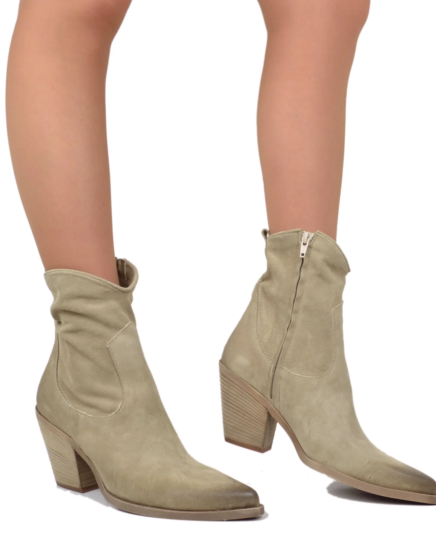 Beige Suede Summer Ankle Boots – 9 cm Heel, Lightweight & Comfortable