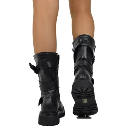 Biker Boots Donna in Pelle Nera Bottalata Made in Italy