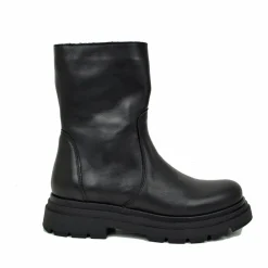 Biker Boots Platform Low Simple Narrow Ankle Zip Black