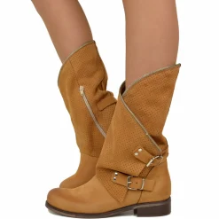 Biker Boots Stivali in Pelle Marroni Traforata Made in Italy