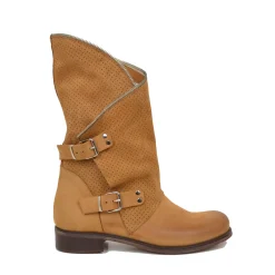 Biker Boots Stivali in Pelle Marroni Traforata Made in Italy