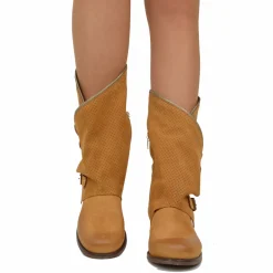 Biker Boots Stivali in Pelle Marroni Traforata Made in Italy