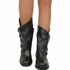 Biker Boots Stivali in Pelle Nera Traforata Made in Italy