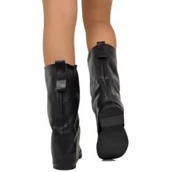 Biker with Square Toe Gaiter Mid-High Genuine Leather Black