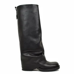 Biker with Square Toe Gaiter Super-High Genuine Black Leather