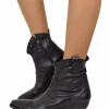 Black Crinkled Leather Texan Ankle Boots – 5 cm Heel with Zip