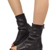 Black Soft Nappa Bootie-Style Platform Sandals – Peep Toe, Thong Desig