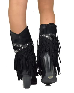 Black Suede Fringed Cowboy Boots – Wild West Vibes