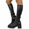 Boots with Elasticated Lycra Shaft, Genuine Leather Foot, Rubber Sole