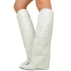 Boots with Gaiter and Silver Studs 9cm Wedge Heel Limited Edition Whit