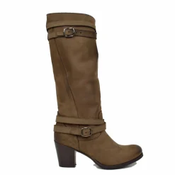 Boots with Medium Heels Dark Brown Nubuck Leather