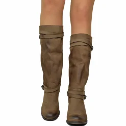 Boots with Medium Heels Dark Brown Nubuck Leather