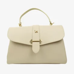 Borsa a Mano Baule Grande Capiente in Pelle Crema