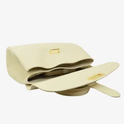 Borsa a Mano Baule Grande Capiente in Pelle Crema