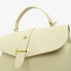 Borsa a Mano Baule Grande Capiente in Pelle Crema