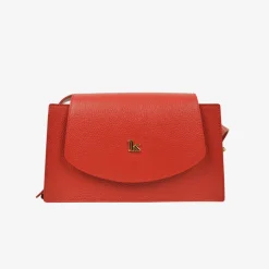 Borsa con Tracolla Regolabile in Pelle Rossa con Borchia "K" Made in I