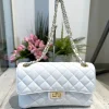 Borsa Elegante Trapuntata VERA PELLE Dettagli Dorati Capiente Bianca